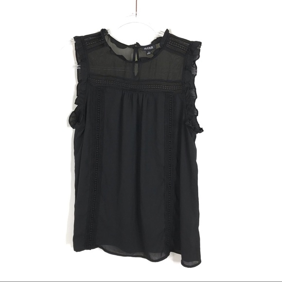 a.n.a Tops - A.N.A. | Black Ruffle Tank Top